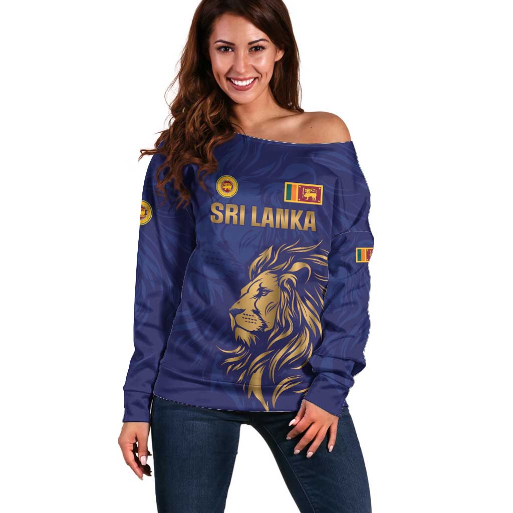 Custom Sri Lanka Cricket Off Shoulder Sweater The Lions Go Champions - Wonder Print Shop