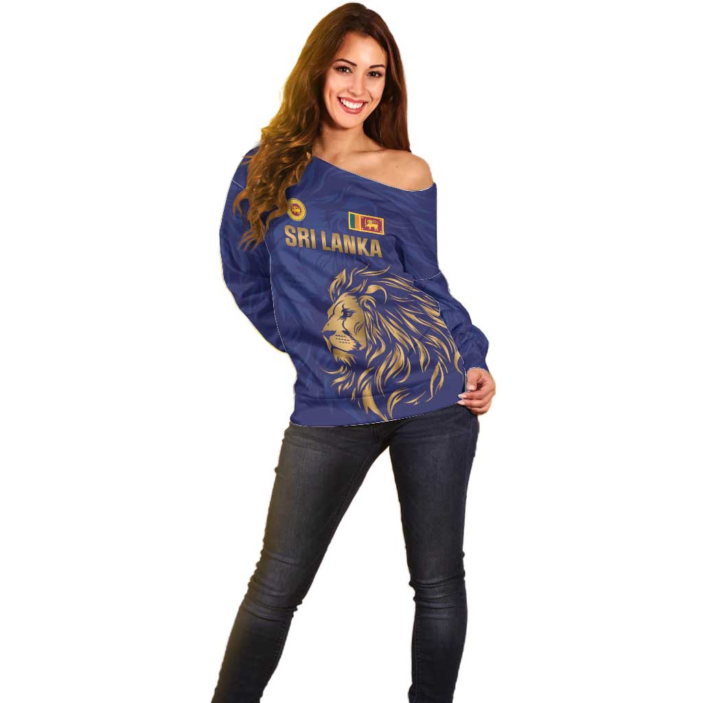 Custom Sri Lanka Cricket Off Shoulder Sweater The Lions Go Champions - Wonder Print Shop