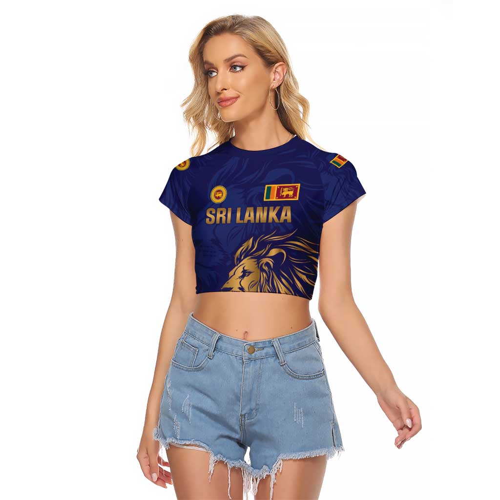 Custom Sri Lanka Cricket Raglan Cropped T Shirt The Lions Go Champions - Wonder Print Shop