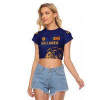Custom Sri Lanka Cricket Raglan Cropped T Shirt The Lions Go Champions - Wonder Print Shop