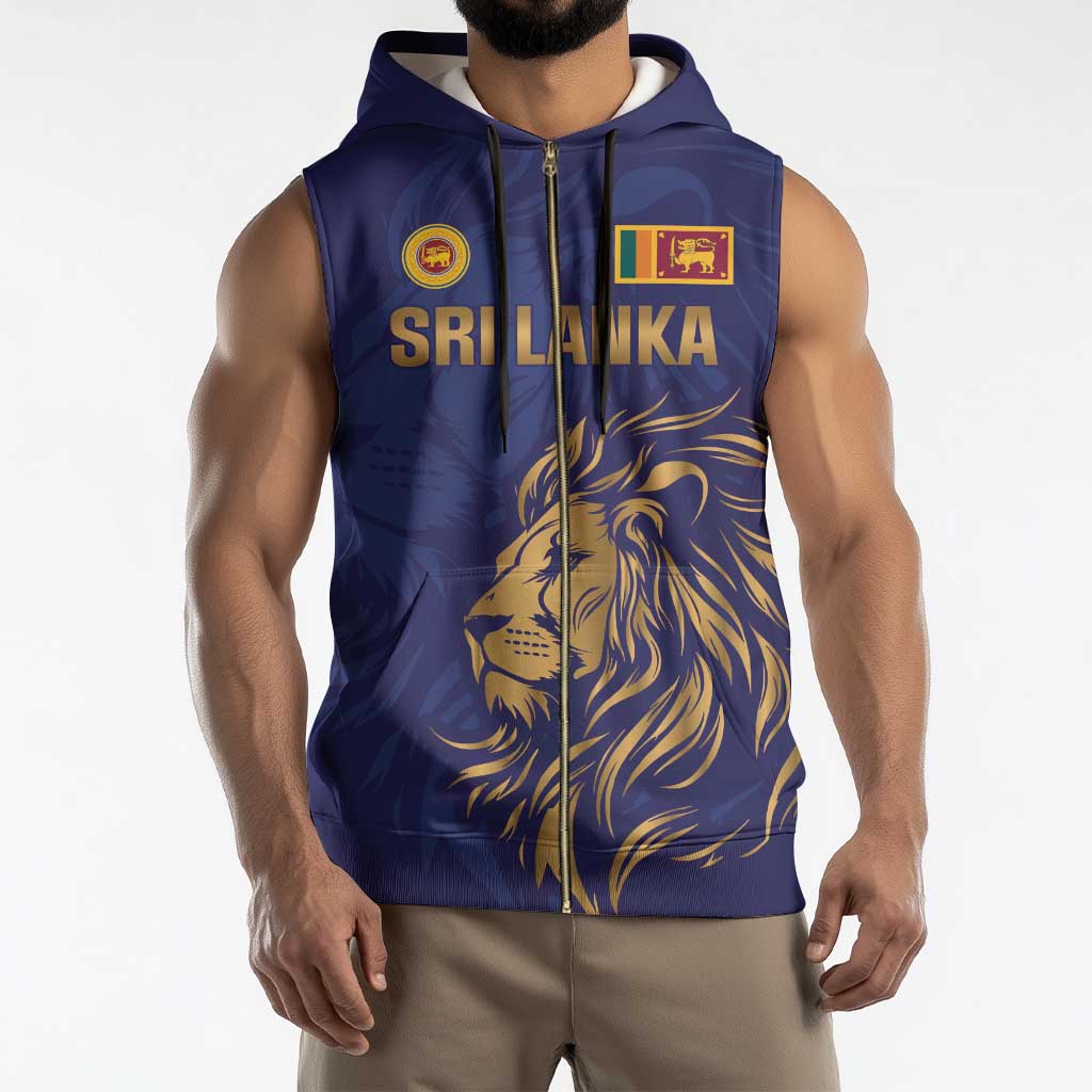 Custom Sri Lanka Cricket Sleeveless Zip Hoodie The Lions Go Champions - Wonder Print Shop
