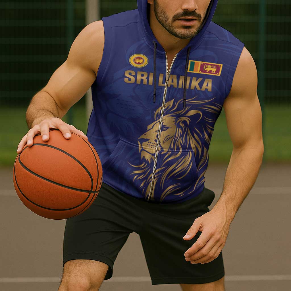 Custom Sri Lanka Cricket Sleeveless Zip Hoodie The Lions Go Champions - Wonder Print Shop
