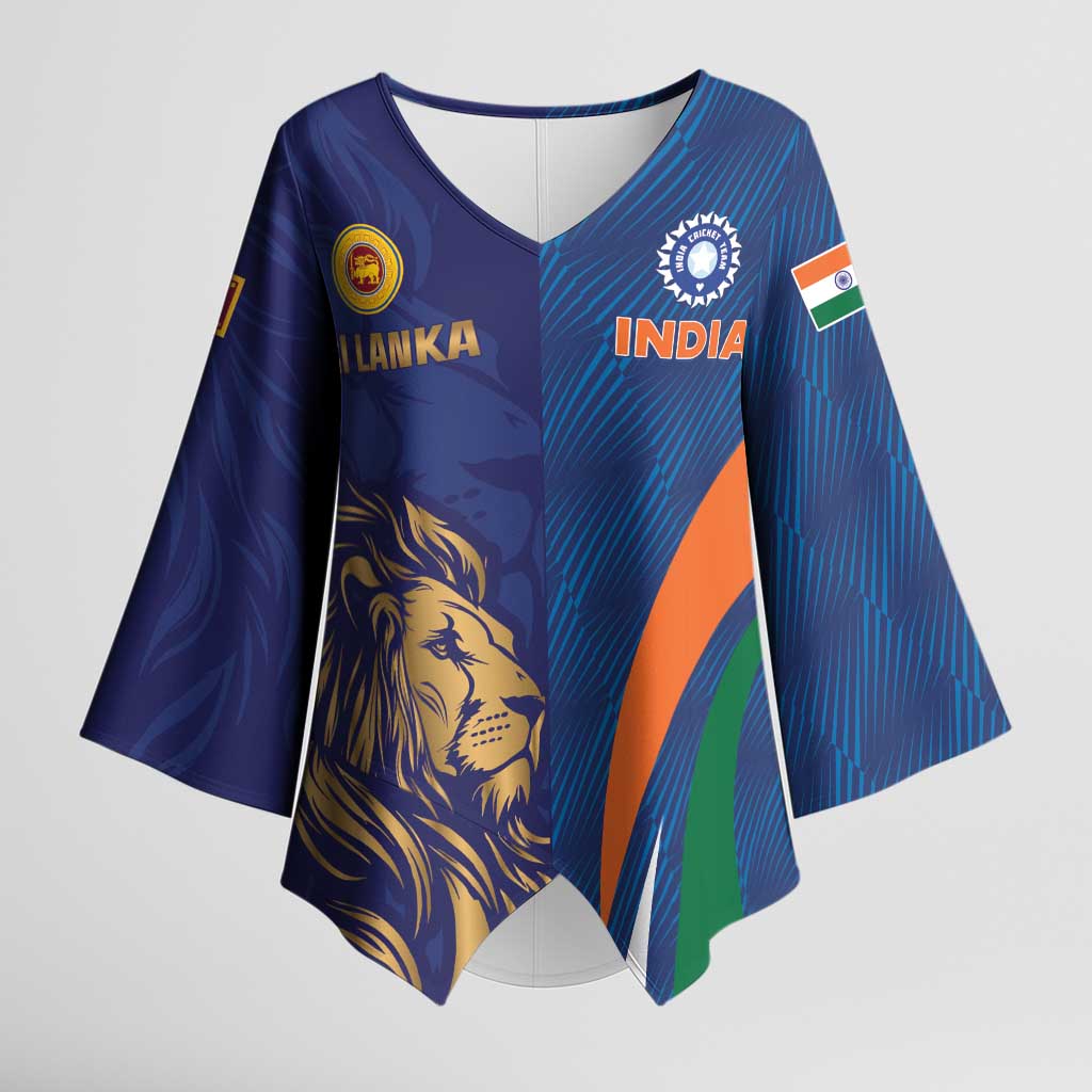 Custom Cricket India Vs Sri Lanka Kimono Sleeve Blouse Simple Style - Wonder Print Shop