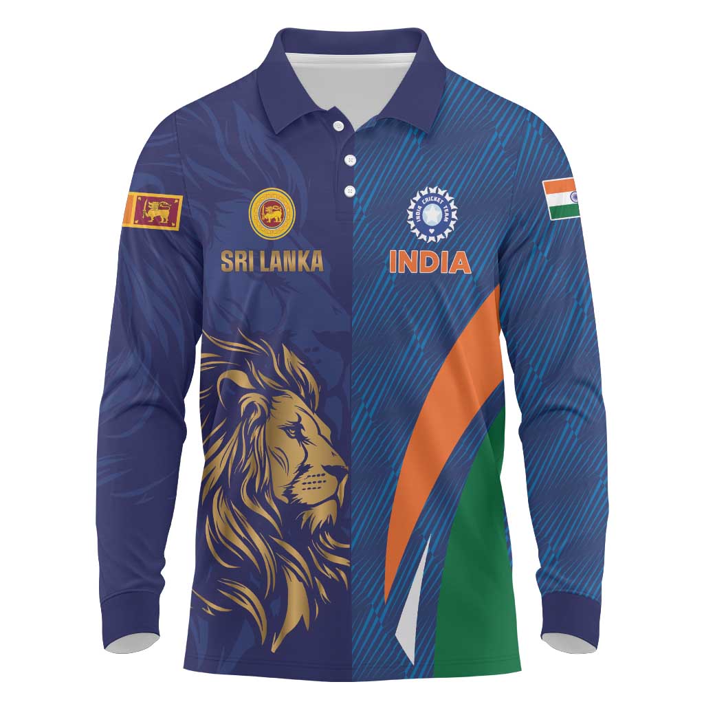 Custom Cricket India Vs Sri Lanka Long Sleeve Polo Shirt Simple Style - Wonder Print Shop
