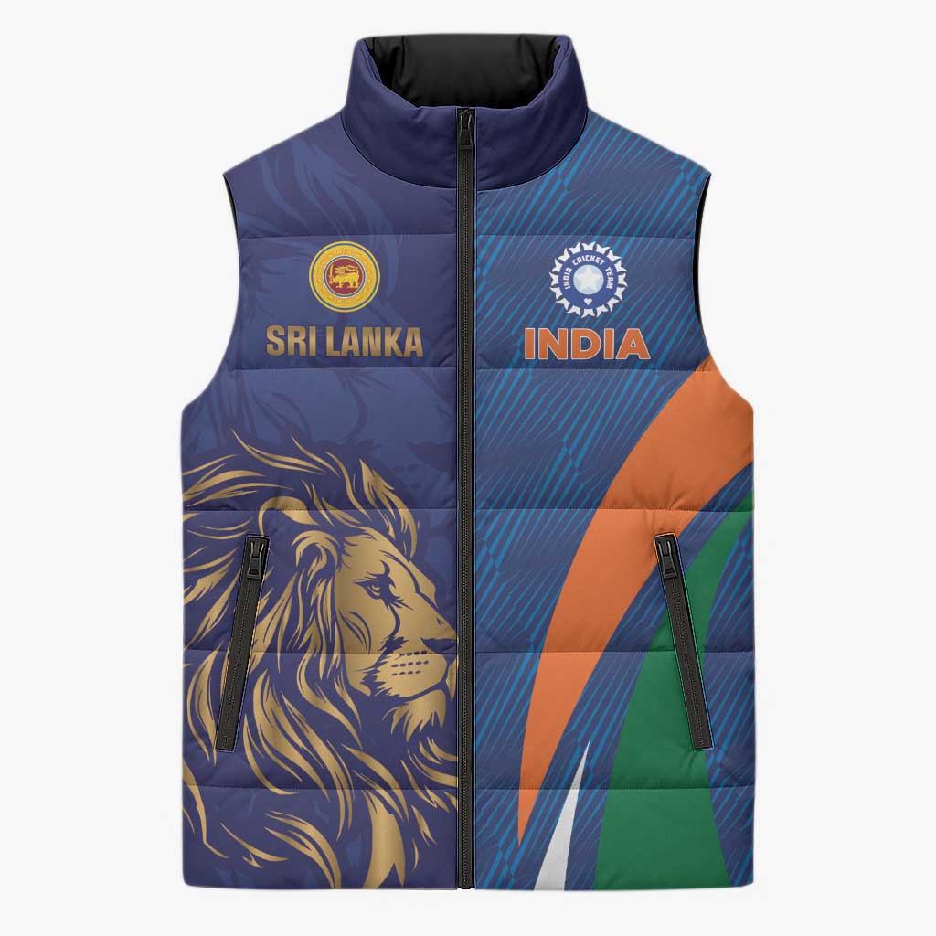 Custom Cricket India Vs Sri Lanka Sleeveless Puffer Jacket Simple Style - Wonder Print Shop