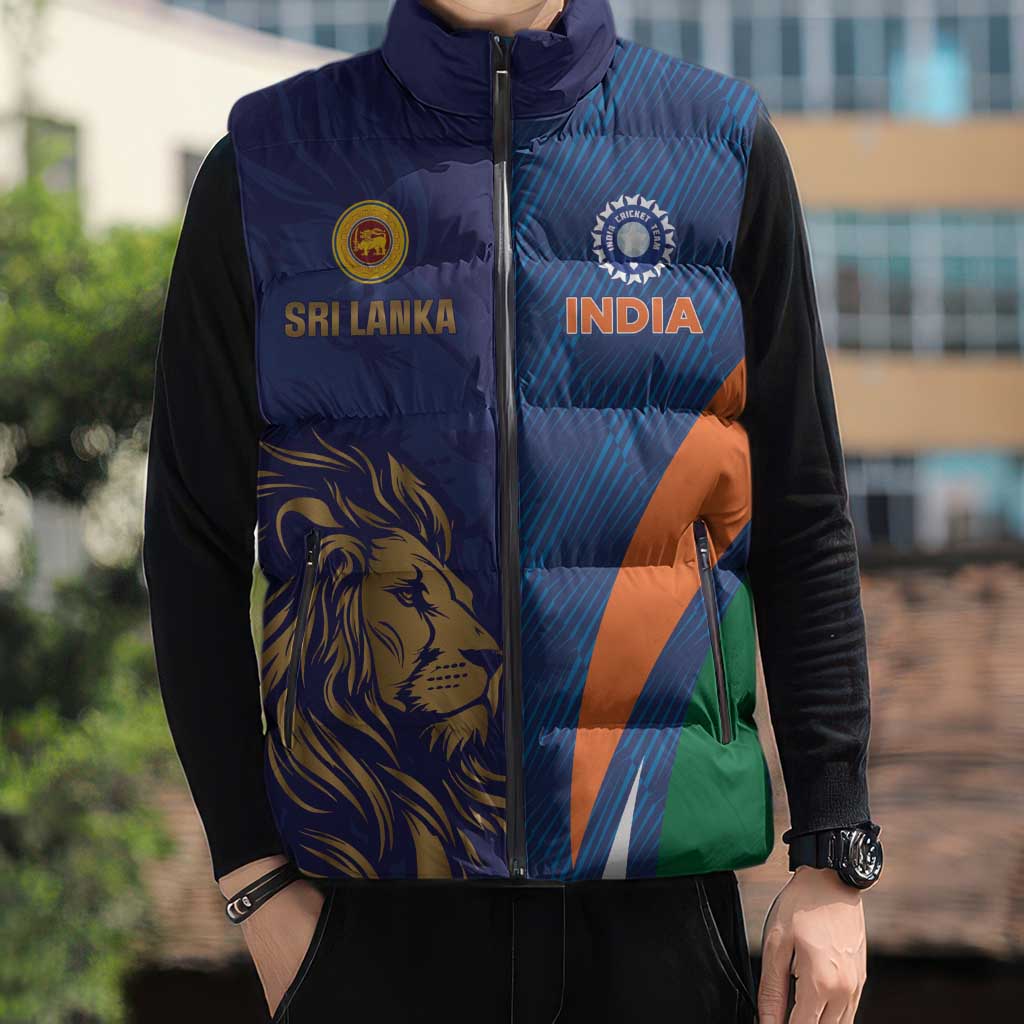 Custom Cricket India Vs Sri Lanka Sleeveless Puffer Jacket Simple Style - Wonder Print Shop