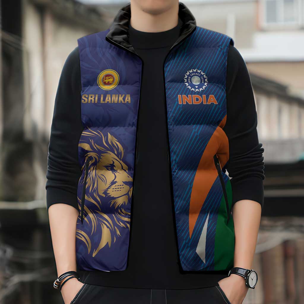 Custom Cricket India Vs Sri Lanka Sleeveless Puffer Jacket Simple Style - Wonder Print Shop