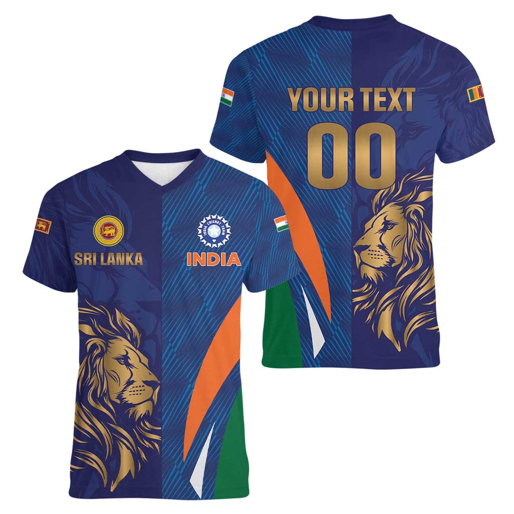 Custom Cricket India Vs Sri Lanka Women V-Neck T-Shirt Simple Style - Wonder Print Shop