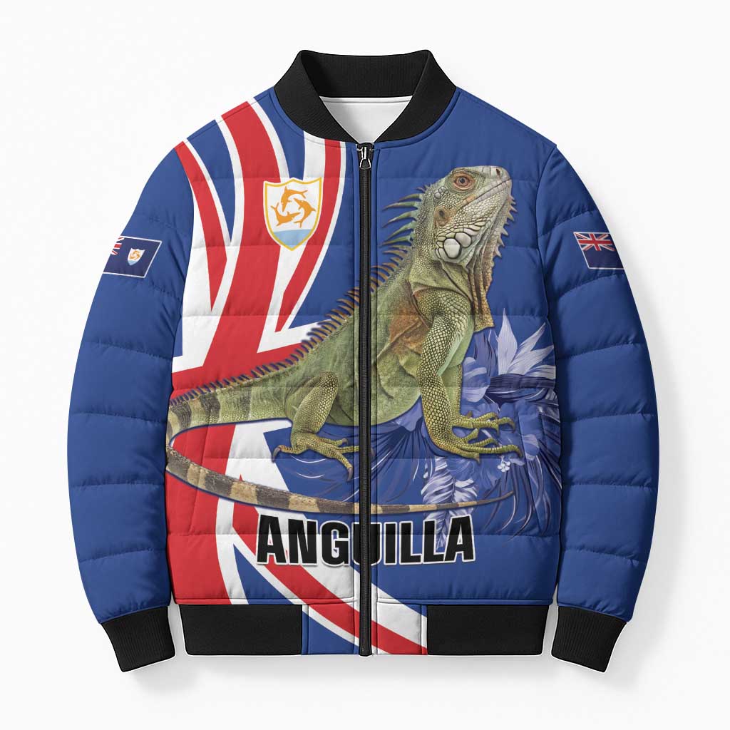 Personalized Anguilla Lizard Tropical Bomber Puffer Jacket - Wonder Print Shop