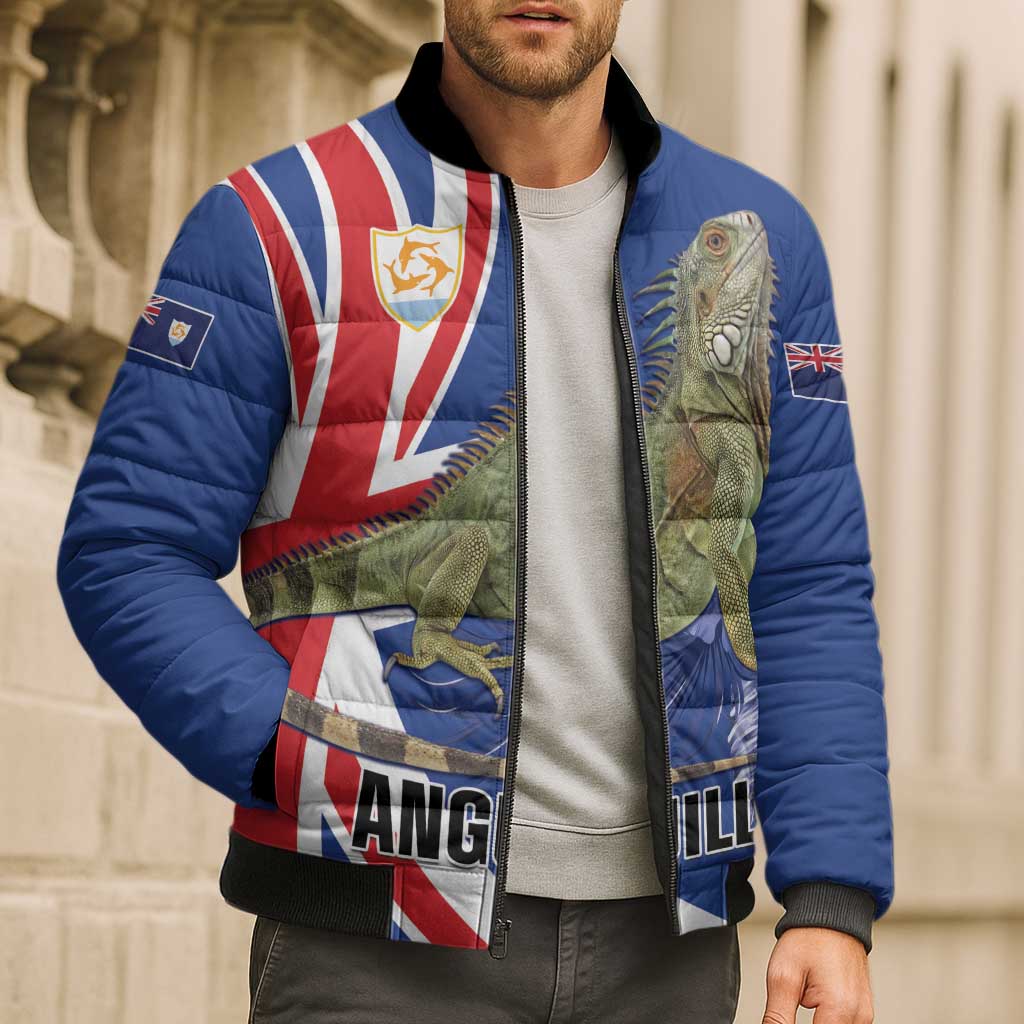 Personalized Anguilla Lizard Tropical Bomber Puffer Jacket - Wonder Print Shop