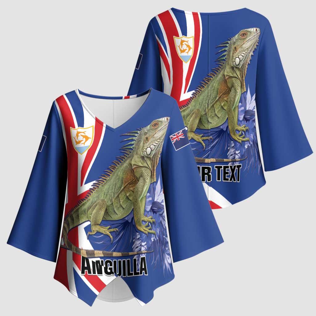 Personalized Anguilla Lizard Tropical Kimono Sleeve Blouse - Wonder Print Shop