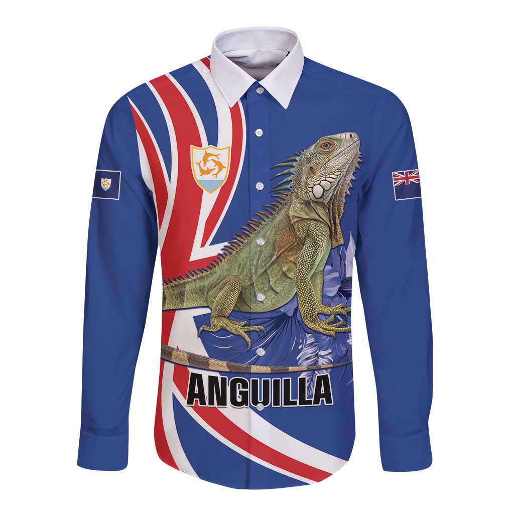 Personalized Anguilla Lizard Tropical Long Sleeve Button Shirt - Wonder Print Shop
