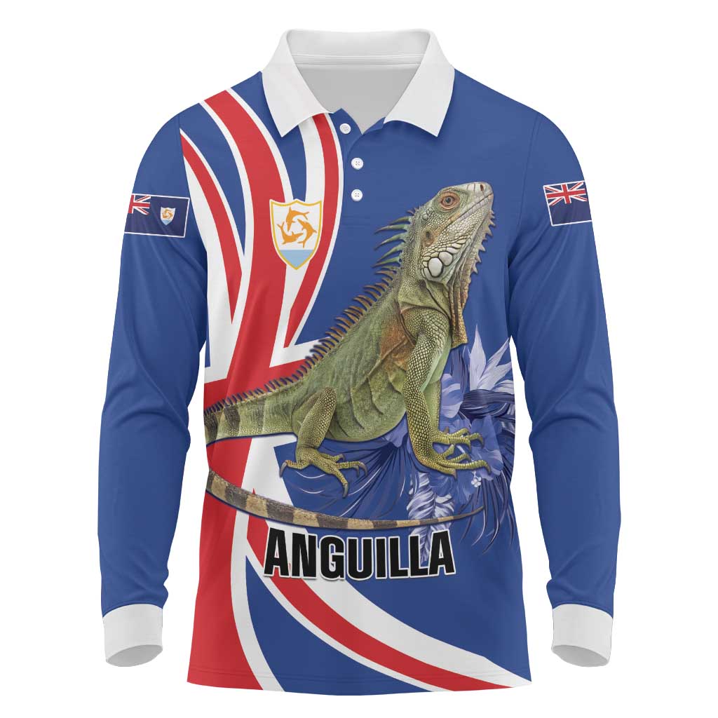 Personalized Anguilla Lizard Tropical Long Sleeve Polo Shirt - Wonder Print Shop