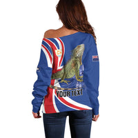 Personalized Anguilla Lizard Tropical Off Shoulder Sweater - Wonder Print Shop