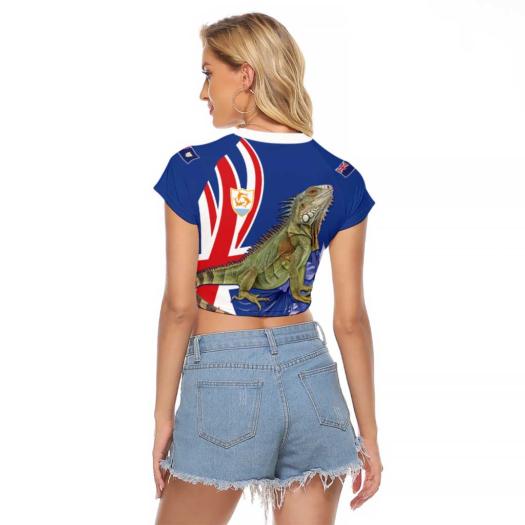 Personalized Anguilla Lizard Tropical Raglan Cropped T Shirt - Wonder Print Shop