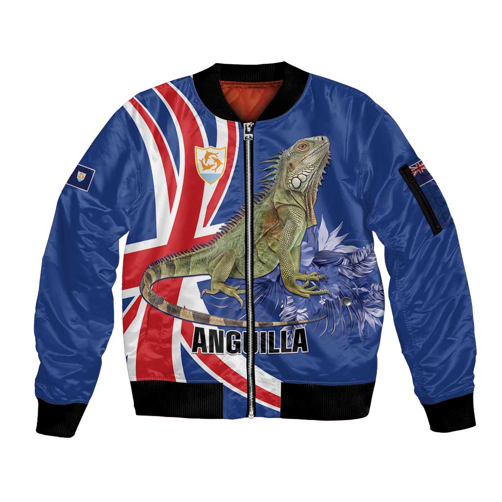 Personalized Anguilla Lizard Tropical Sleeve Zip Bomber Jacket - Wonder Print Shop