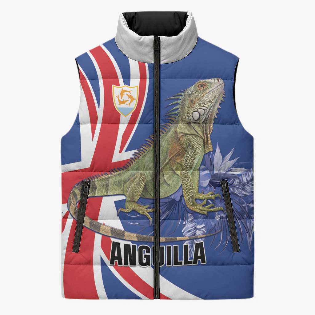 Personalized Anguilla Lizard Tropical Sleeveless Puffer Jacket - Wonder Print Shop