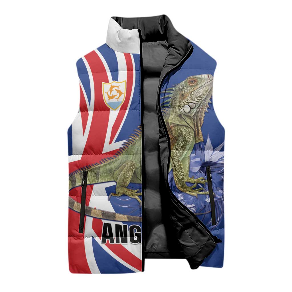 Personalized Anguilla Lizard Tropical Sleeveless Puffer Jacket - Wonder Print Shop