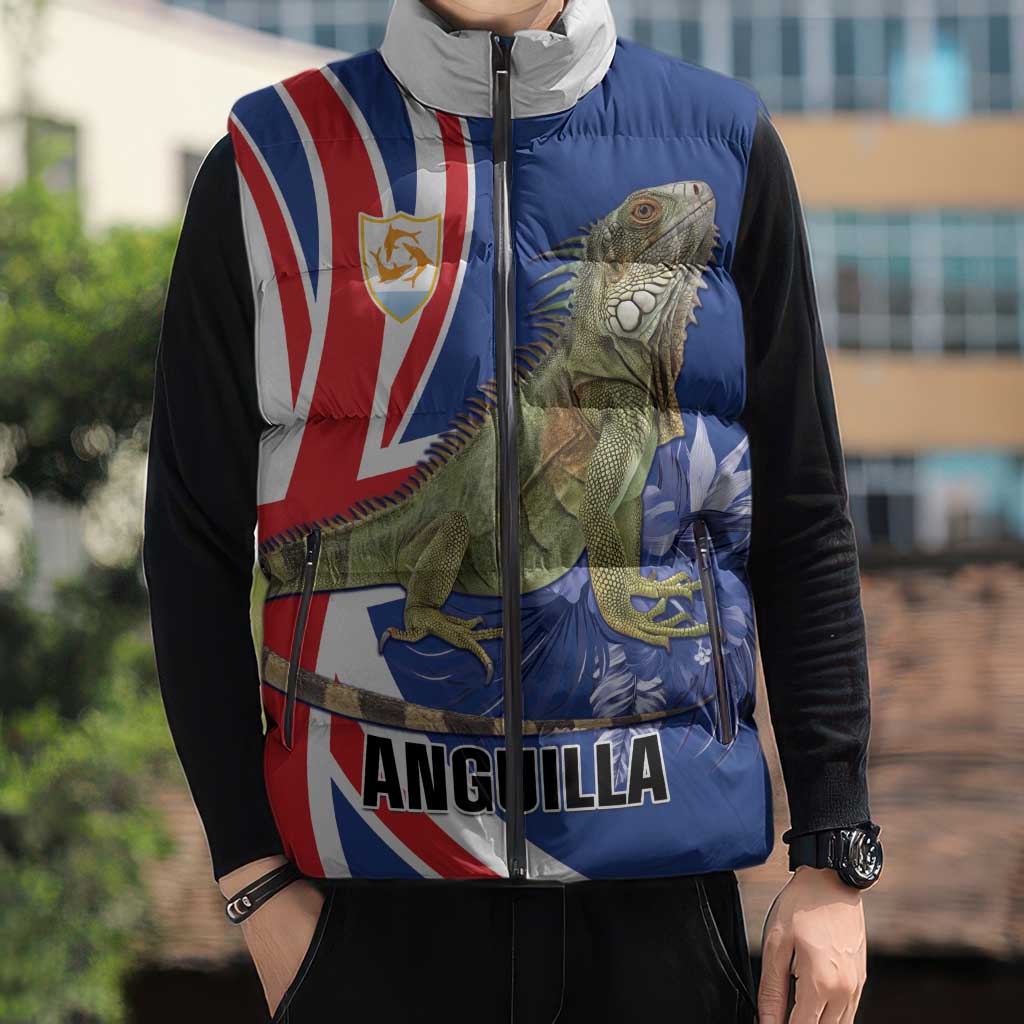 Personalized Anguilla Lizard Tropical Sleeveless Puffer Jacket - Wonder Print Shop