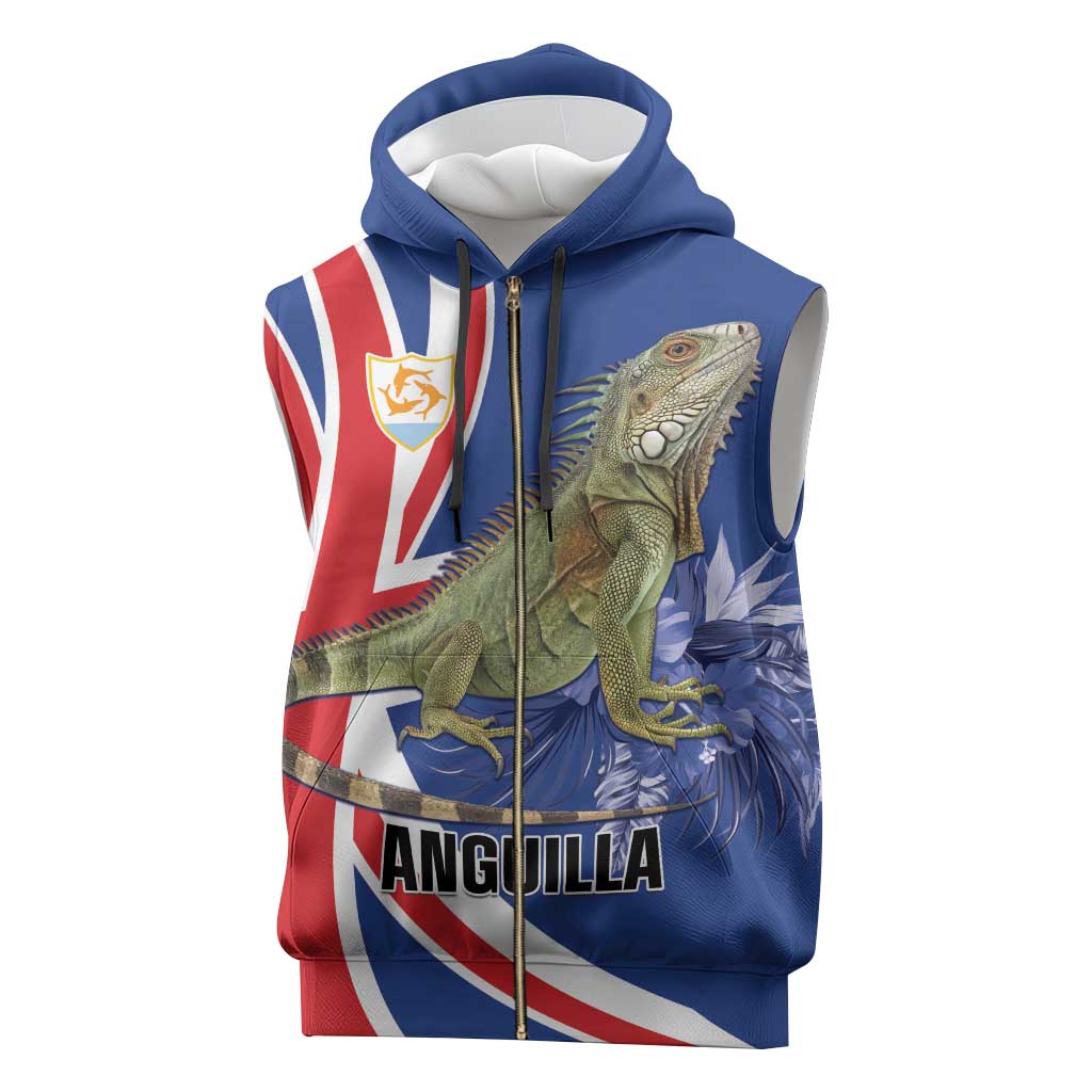 Personalized Anguilla Lizard Tropical Sleeveless Zip Hoodie - Wonder Print Shop