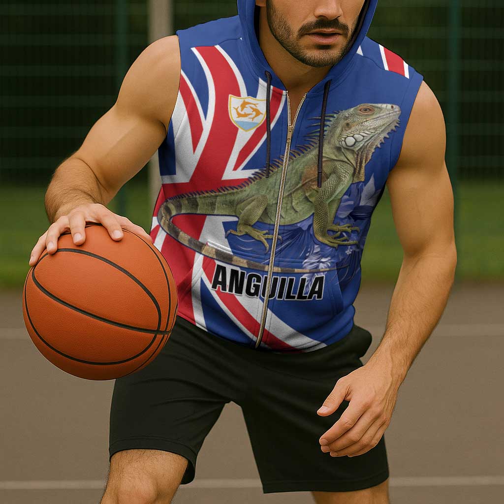 Personalized Anguilla Lizard Tropical Sleeveless Zip Hoodie - Wonder Print Shop