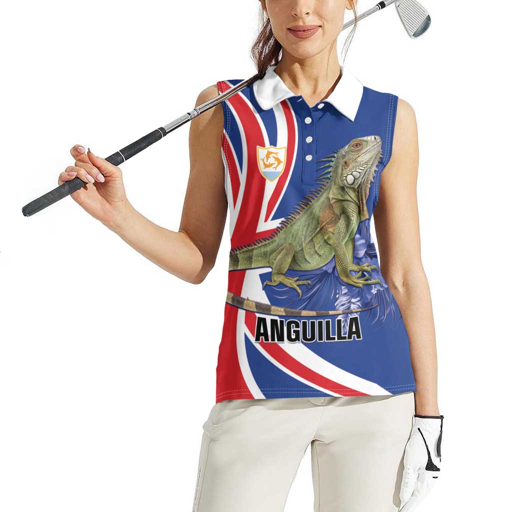 Personalized Anguilla Lizard Tropical Women Sleeveless Polo Shirt - Wonder Print Shop