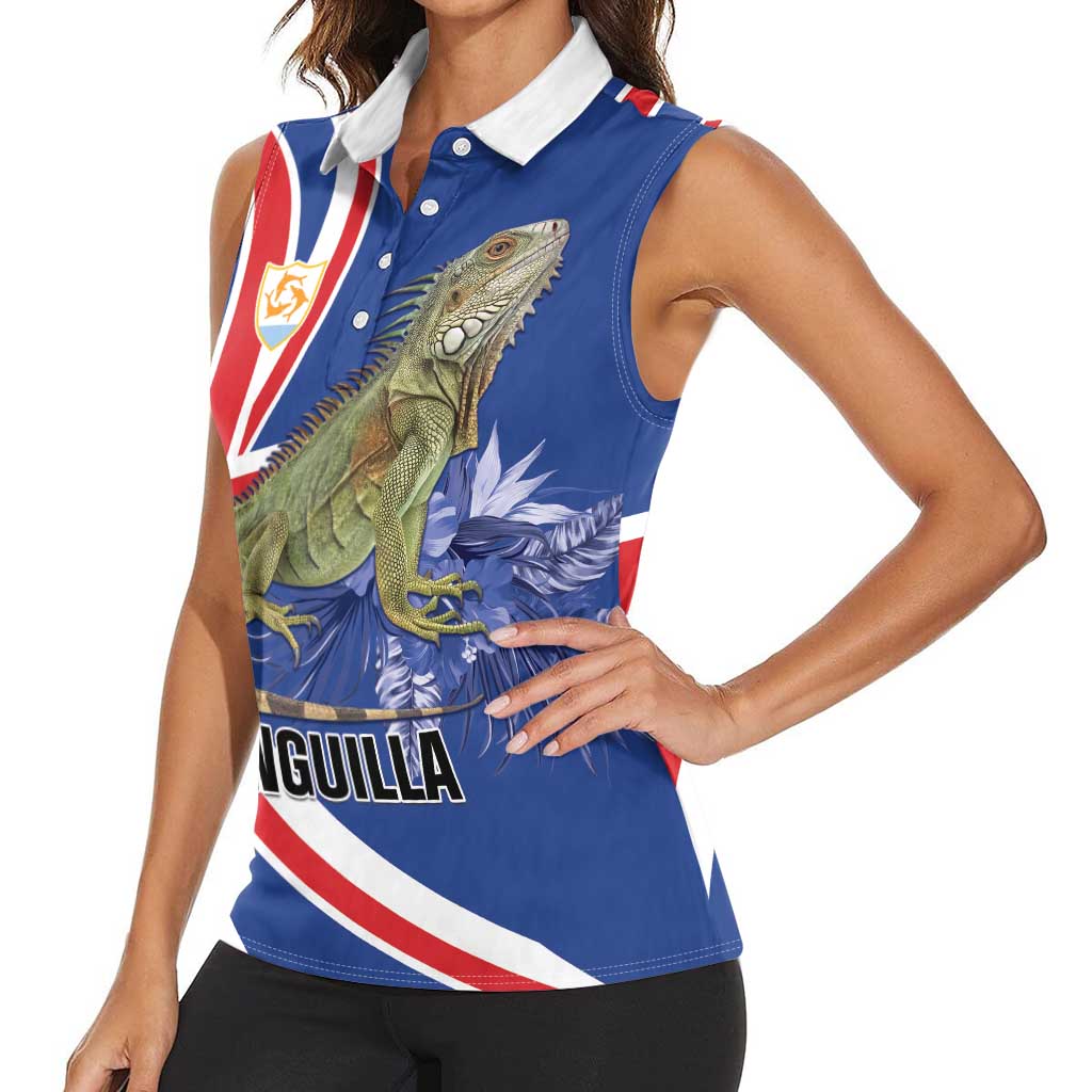 Personalized Anguilla Lizard Tropical Women Sleeveless Polo Shirt - Wonder Print Shop