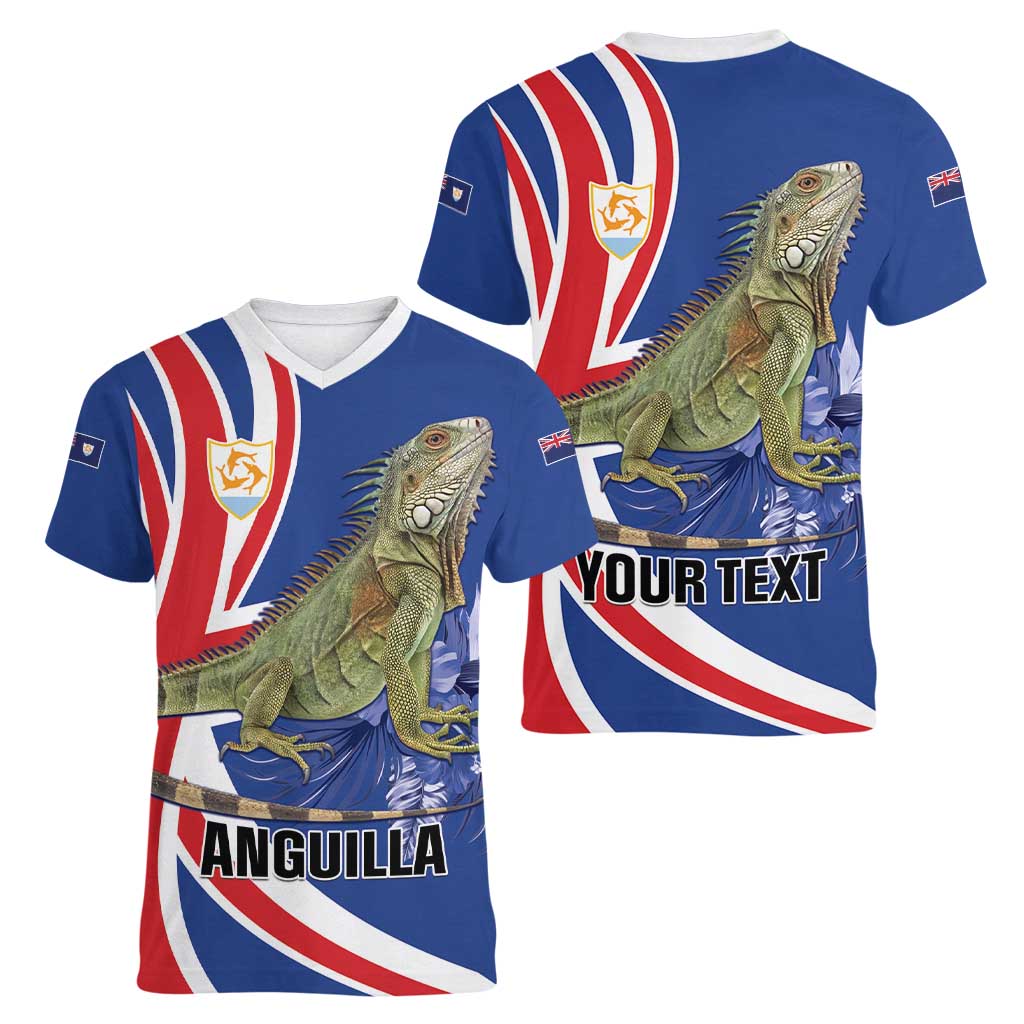 Personalized Anguilla Lizard Tropical Women V-Neck T-Shirt - Wonder Print Shop