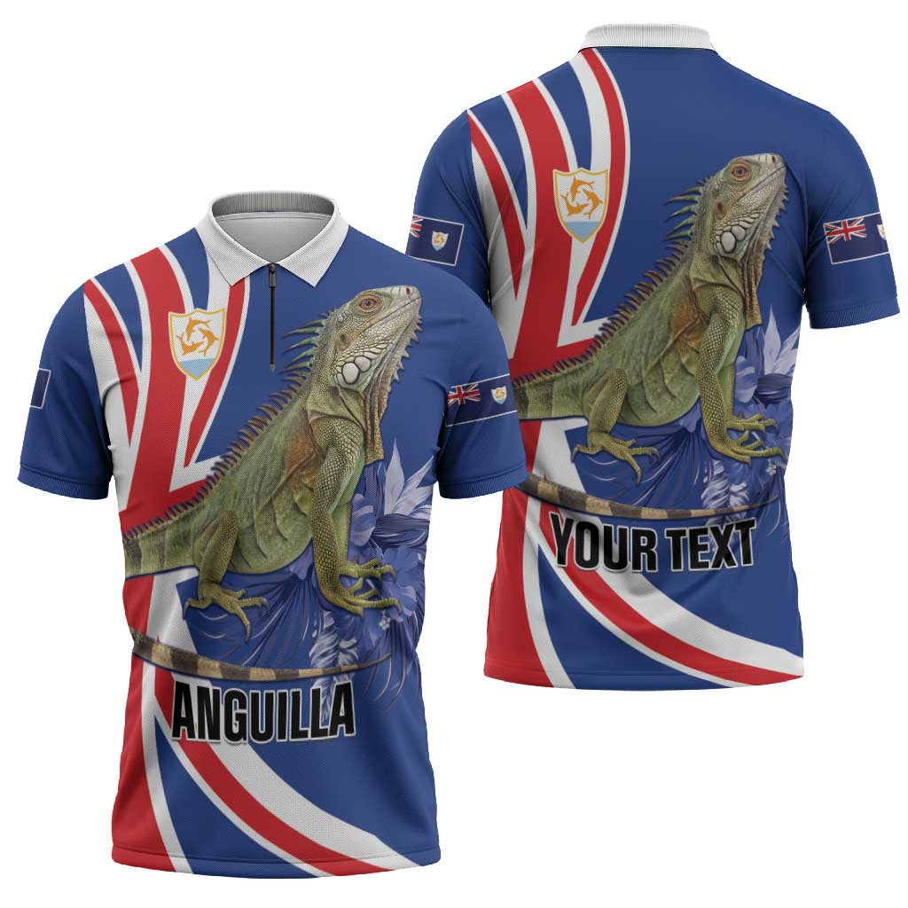 Personalized Anguilla Lizard Tropical Zipper Polo Shirt - Wonder Print Shop