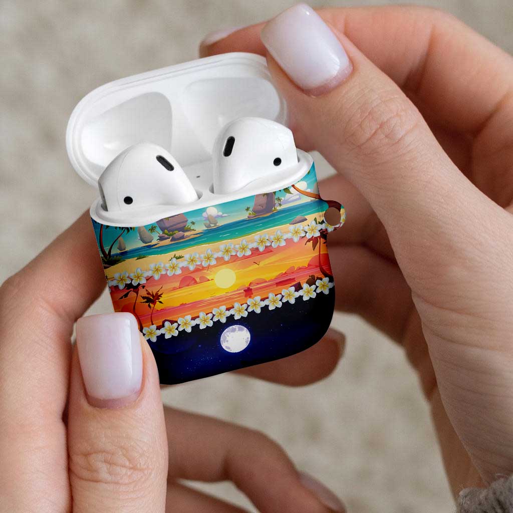 Hawaii Beach Landscape Time-Lapse AirPods Case Tropical Plumeria Flowers - Wonder Print Shop