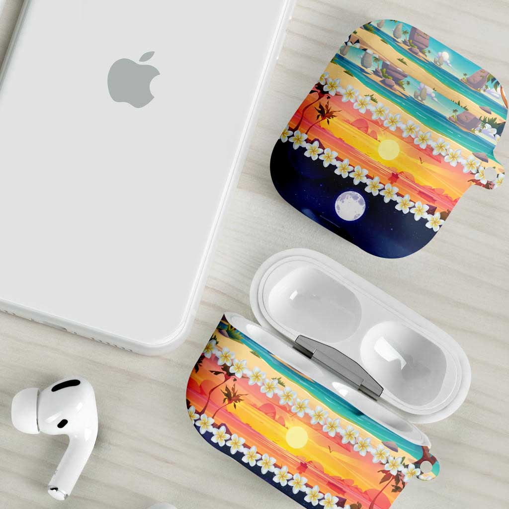 Hawaii Beach Landscape Time-Lapse AirPods Case Tropical Plumeria Flowers - Wonder Print Shop