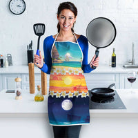 Hawaii Beach Landscape Time-Lapse Apron Tropical Plumeria Flowers - Wonder Print Shop