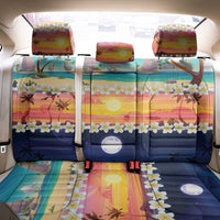 Hawaii Beach Landscape Time-Lapse Back Car Seat Cover Tropical Plumeria Flowers - Wonder Print Shop