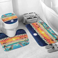 Hawaii Beach Landscape Time-Lapse Bathroom Set Tropical Plumeria Flowers - Wonder Print Shop