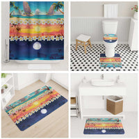 Hawaii Beach Landscape Time-Lapse Bathroom Set Tropical Plumeria Flowers - Wonder Print Shop