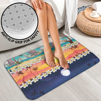 Hawaii Beach Landscape Time-Lapse Bathroom Set Tropical Plumeria Flowers - Wonder Print Shop