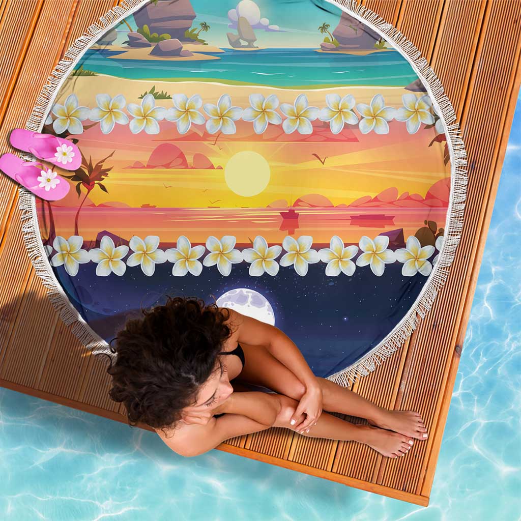 Hawaii Beach Landscape Time-Lapse Beach Blanket Tropical Plumeria Flowers - Wonder Print Shop