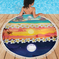 Hawaii Beach Landscape Time-Lapse Beach Blanket Tropical Plumeria Flowers - Wonder Print Shop