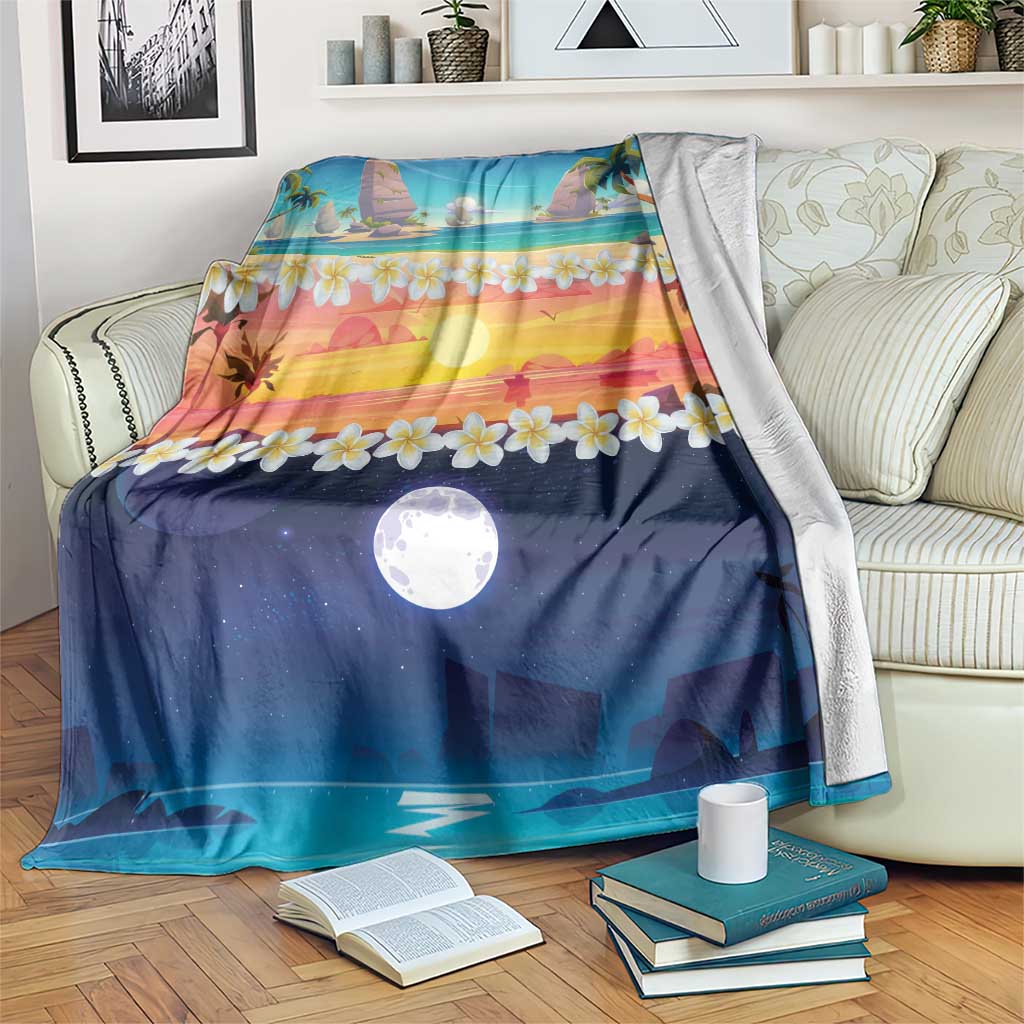 Hawaii Beach Landscape Time-Lapse Blanket Tropical Plumeria Flowers - Wonder Print Shop