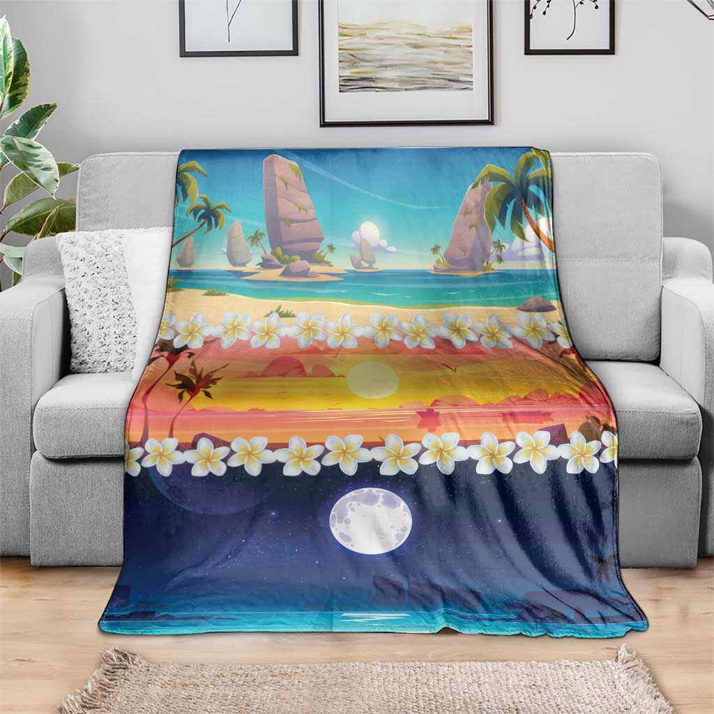 Hawaii Beach Landscape Time-Lapse Blanket Tropical Plumeria Flowers - Wonder Print Shop