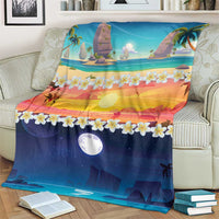 Hawaii Beach Landscape Time-Lapse Blanket Tropical Plumeria Flowers - Wonder Print Shop