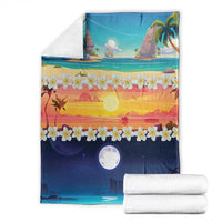 Hawaii Beach Landscape Time-Lapse Blanket Tropical Plumeria Flowers - Wonder Print Shop