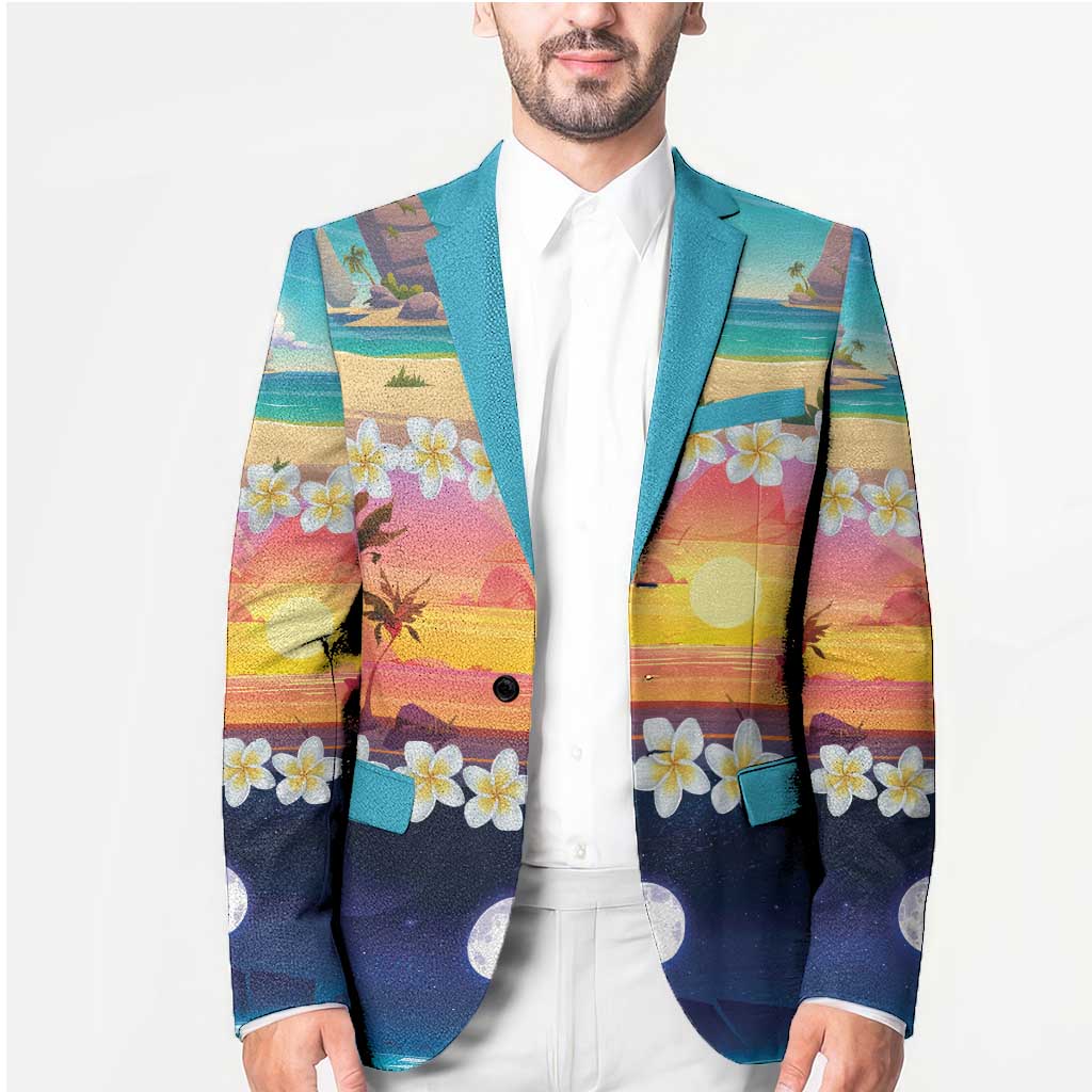 Hawaii Beach Landscape Time-Lapse Blazer Tropical Plumeria Flowers - Wonder Print Shop