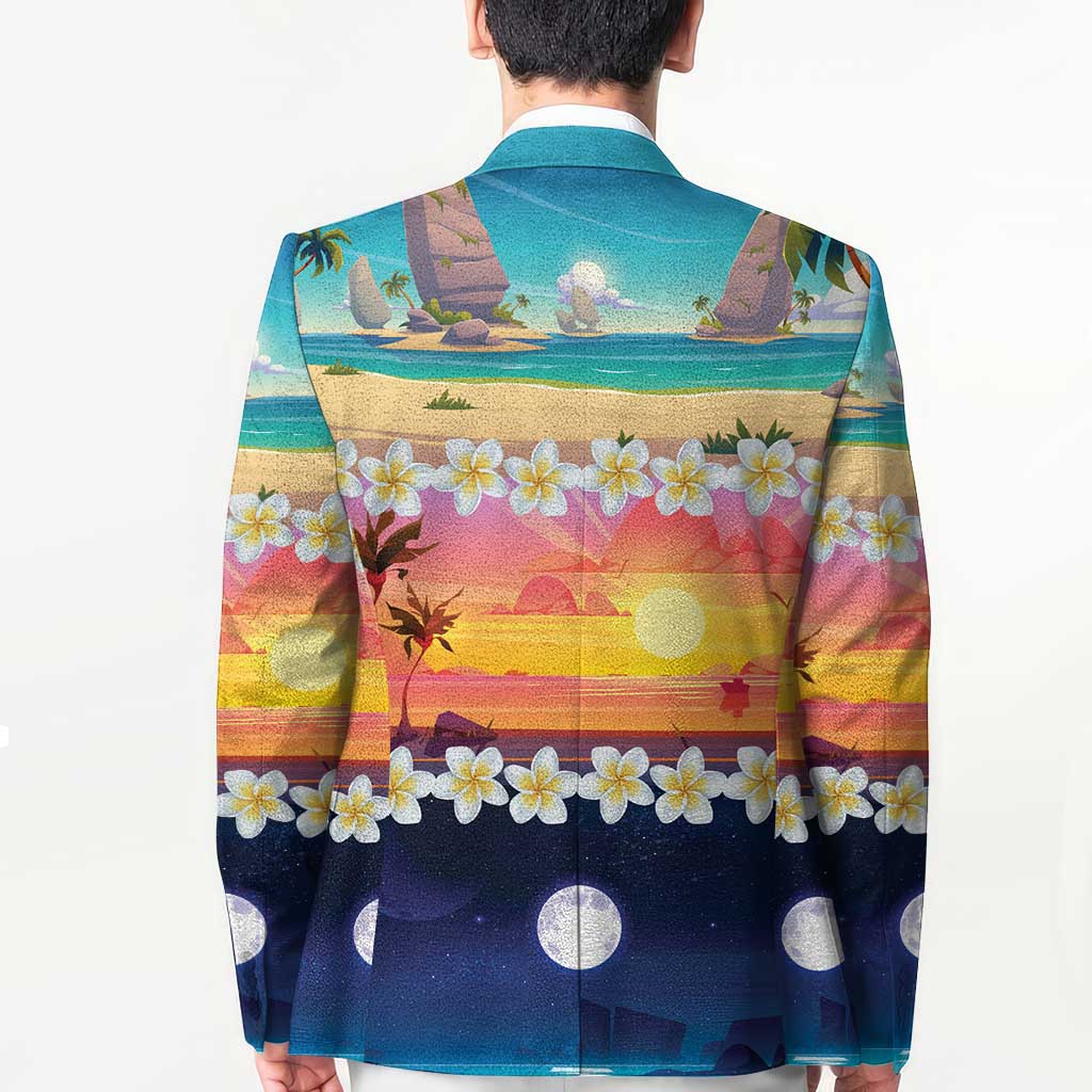 Hawaii Beach Landscape Time-Lapse Blazer Tropical Plumeria Flowers - Wonder Print Shop