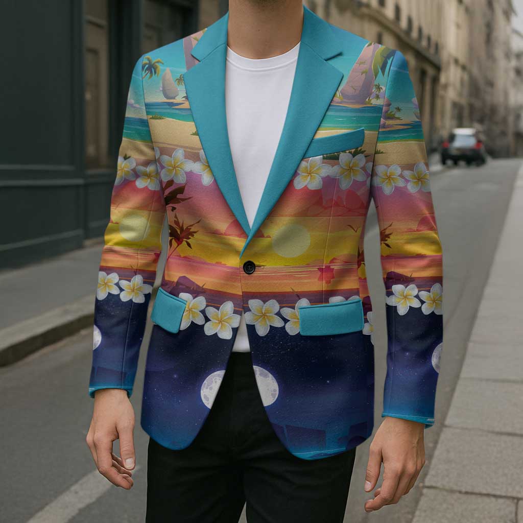 Hawaii Beach Landscape Time-Lapse Blazer Tropical Plumeria Flowers - Wonder Print Shop