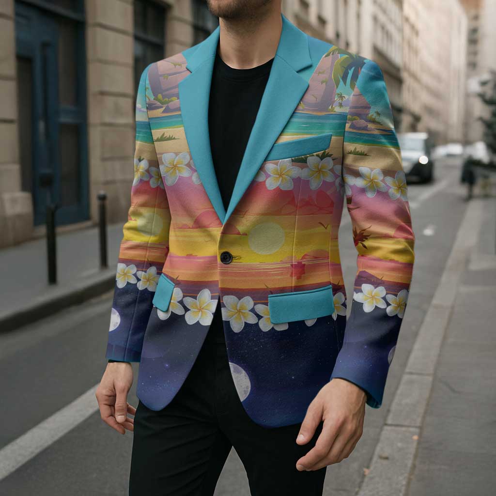 Hawaii Beach Landscape Time-Lapse Blazer Tropical Plumeria Flowers - Wonder Print Shop