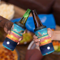 Hawaii Beach Landscape Time-Lapse 4 in 1 Can Cooler Tumbler Tropical Plumeria Flowers - Wonder Print Shop