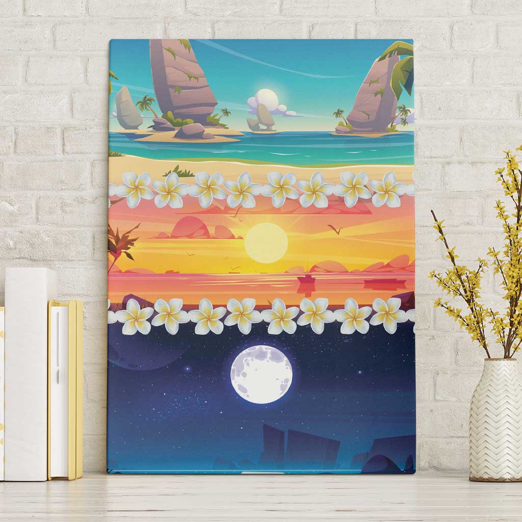 Hawaii Beach Landscape Time-Lapse Canvas Wall Art Tropical Plumeria Flowers - Wonder Print Shop