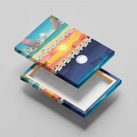 Hawaii Beach Landscape Time-Lapse Canvas Wall Art Tropical Plumeria Flowers - Wonder Print Shop