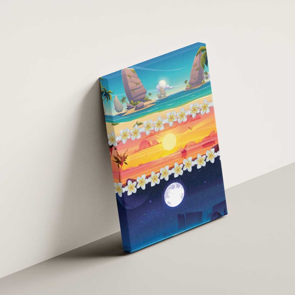 Hawaii Beach Landscape Time-Lapse Canvas Wall Art Tropical Plumeria Flowers - Wonder Print Shop